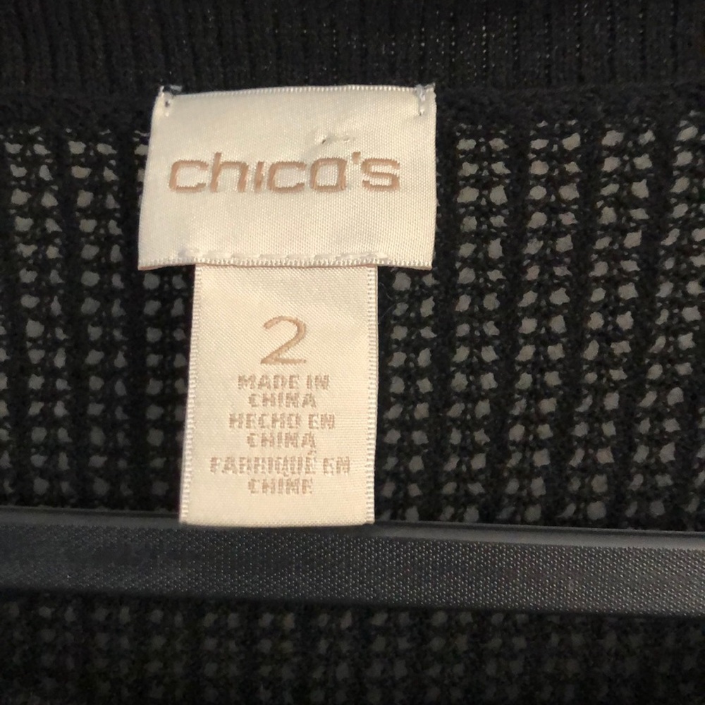 Chico’s 2 (12-14) net-like material w| boat neck - Picture 2 of 4